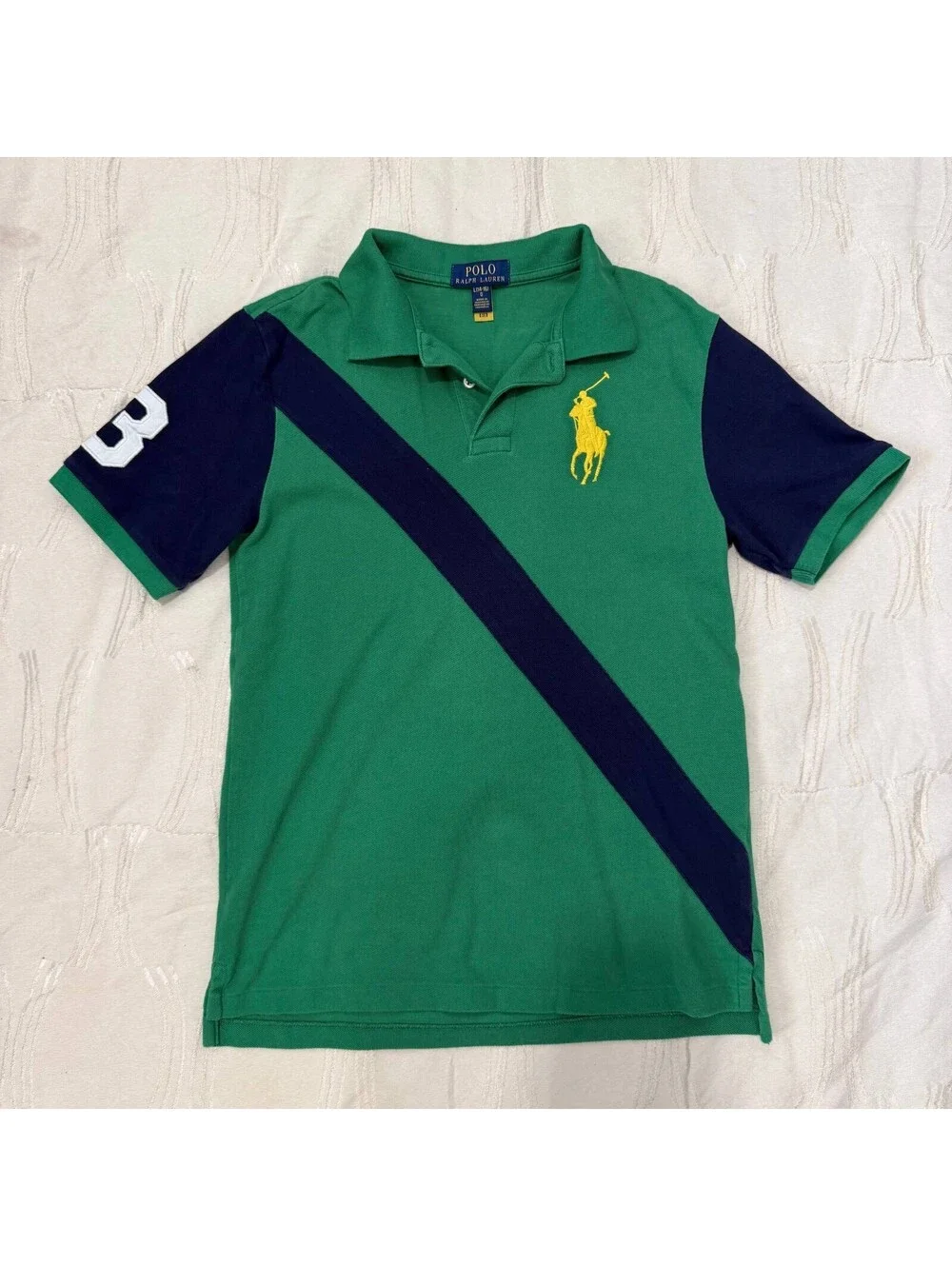 Polo Ralph Lauren Youth L 14-16 Green Big Pony Polo Shirt #3 Short Sleeve